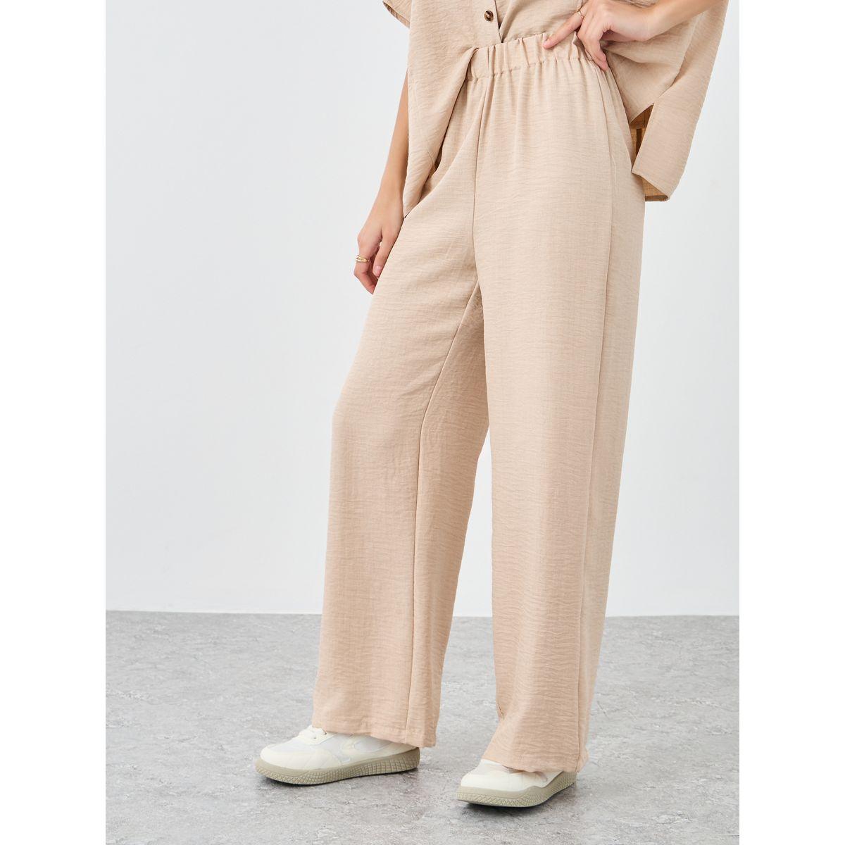 Amirah X Styli Women Beige Relaxed Fit Shirt and Trouser Modest Set-women-arabicclothing-sets-image-5