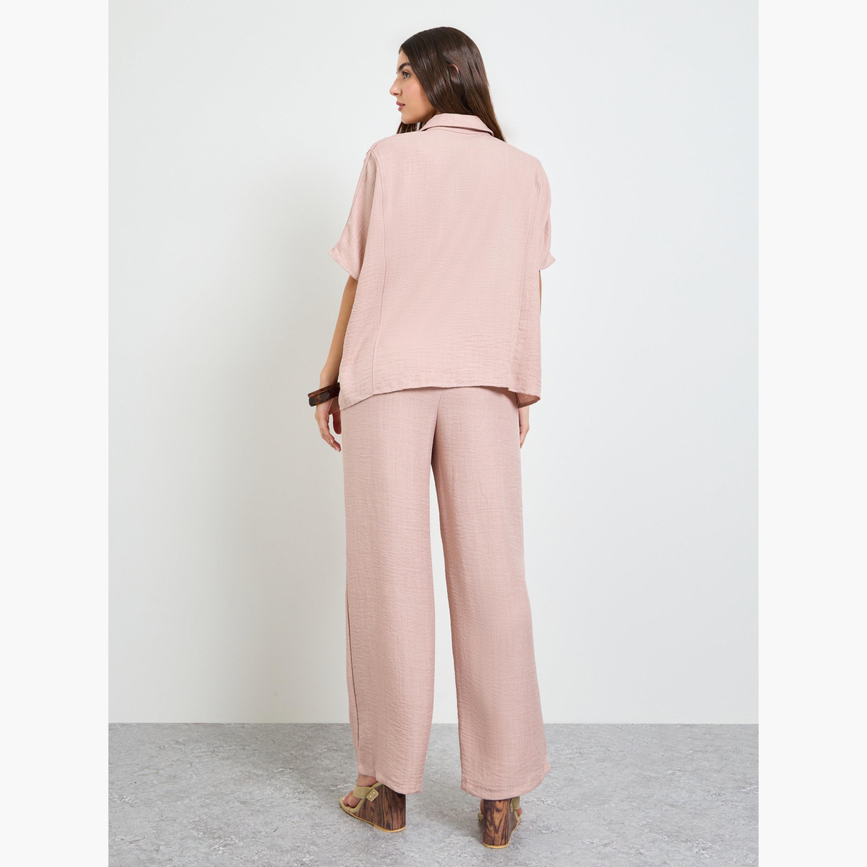 Amirah X Styli Light Pink Relaxed Fit Shirt and Trouser Modest Set-women-clothing-coordsets-image-4
