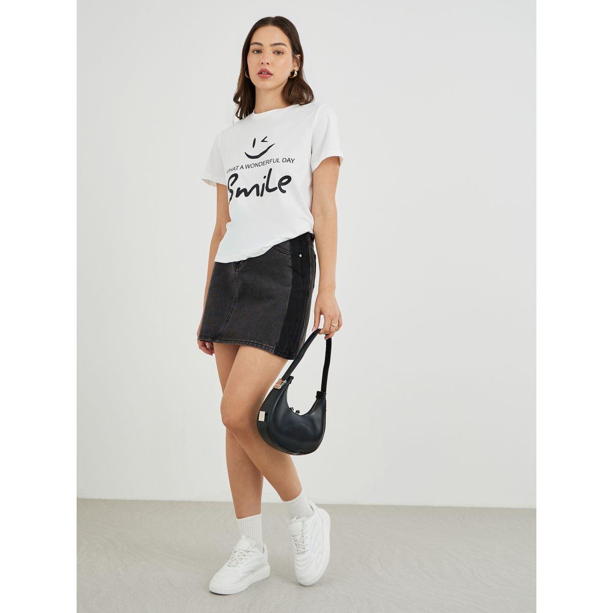 Styli Slogan Print Round Neck Short Sleeve T-Shirt-women-clothing-tshirts-image-2