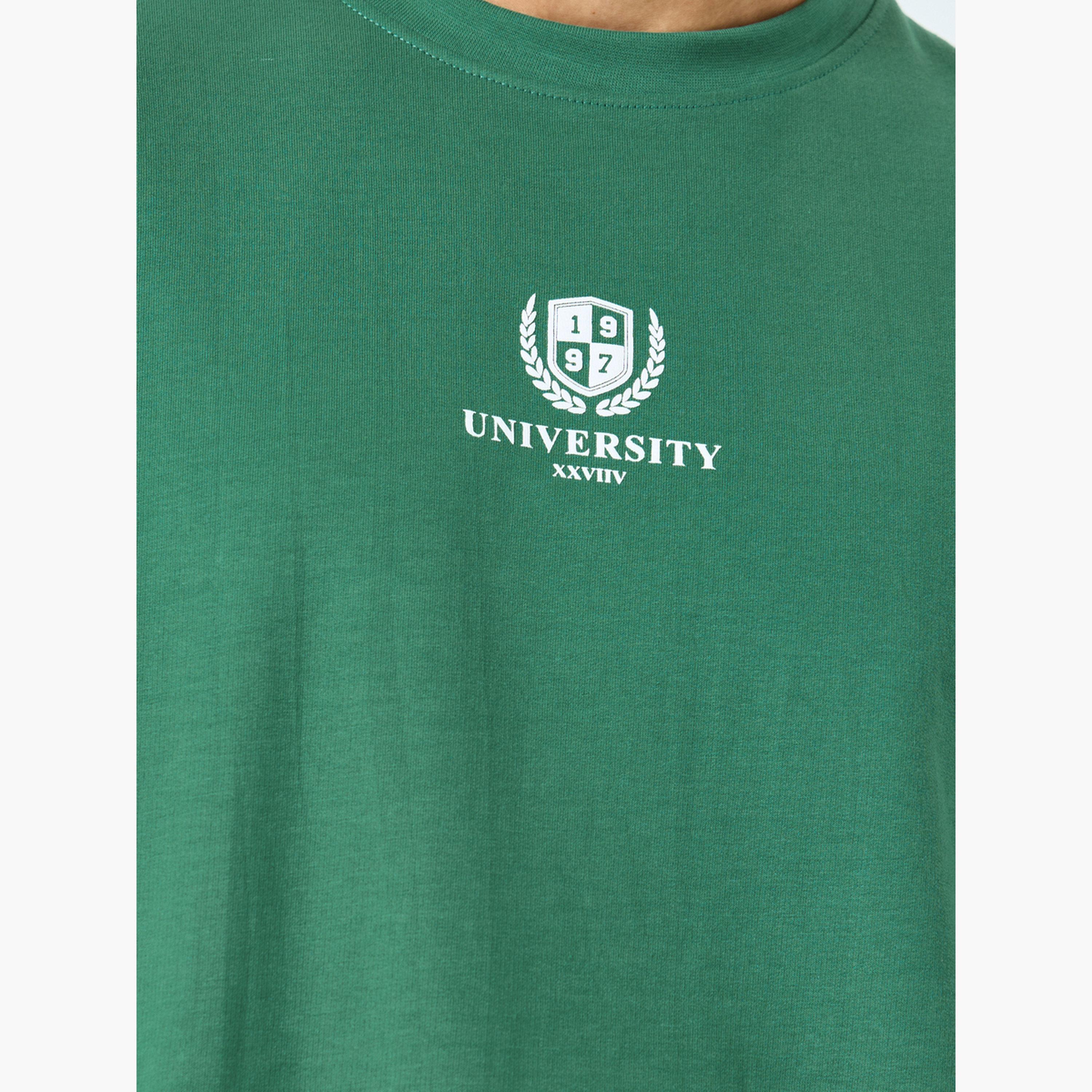 Styli Men Green University Legends Graphic Print Boxy T-Shirt-men-clothing-tshirtsandpolos-tshirts-image-4