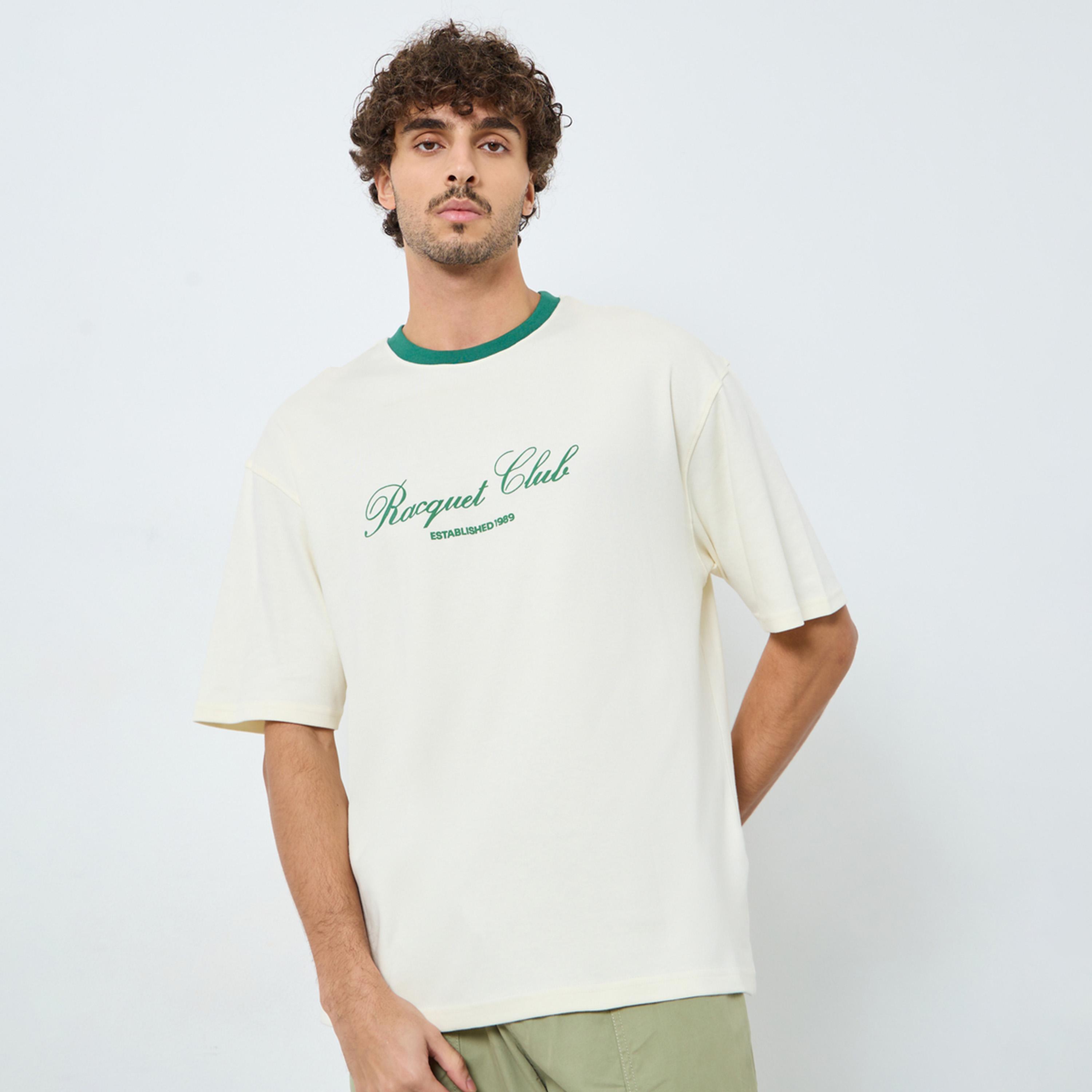 ستايلي - تي شيرت مطبوع برقبة دائرية مقاس كبير اوفر سايز-men-clothing-tshirtsandpolos-tshirts-image-1