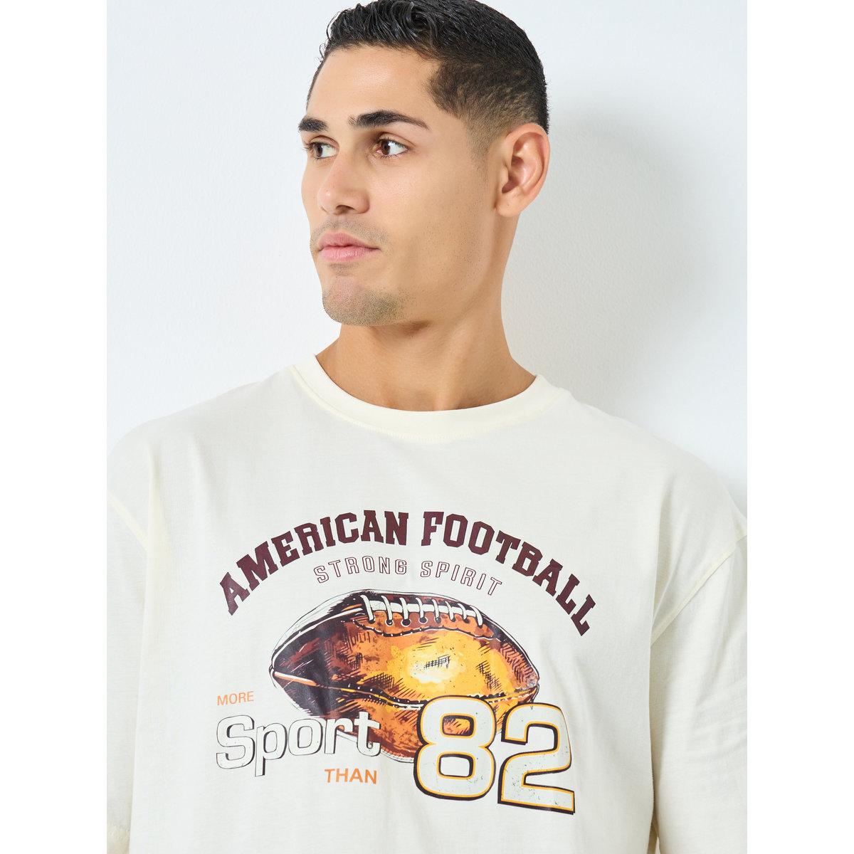 Styli Men Beige Graphic Print Oversized T-Shirt-men-clothing-tshirtsandpolos-tshirts-image-3