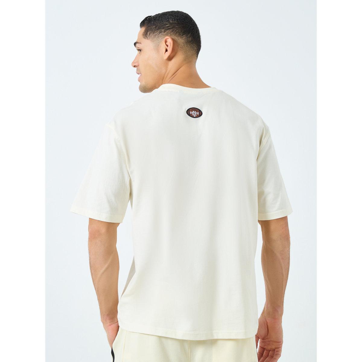 Styli Men Beige Graphic Print Oversized T-Shirt-men-clothing-tshirtsandpolos-tshirts-image-4
