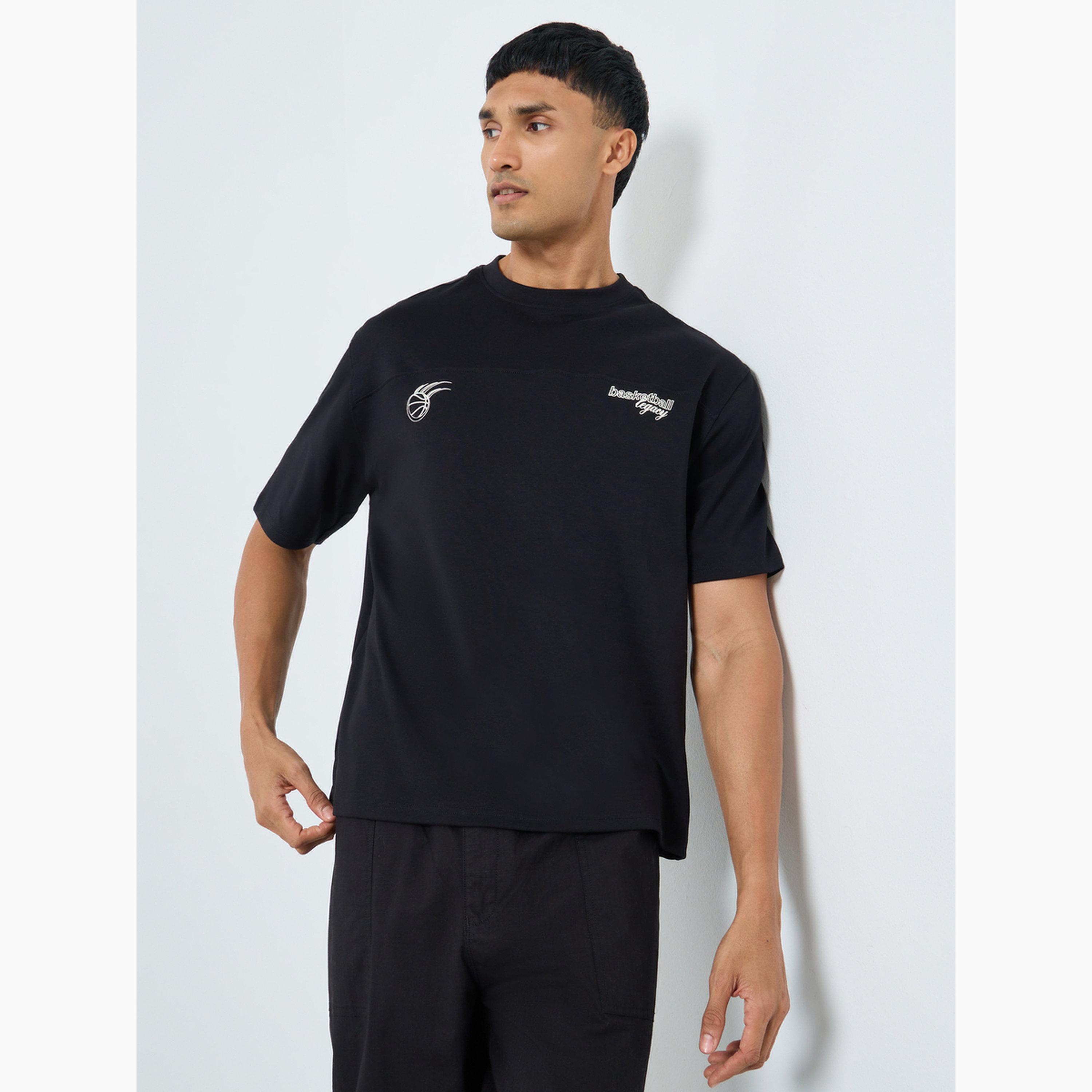 Styli Men Black Graphic Print Oversized T-Shirt-men-clothing-tshirtsandpolos-tshirts-image-1