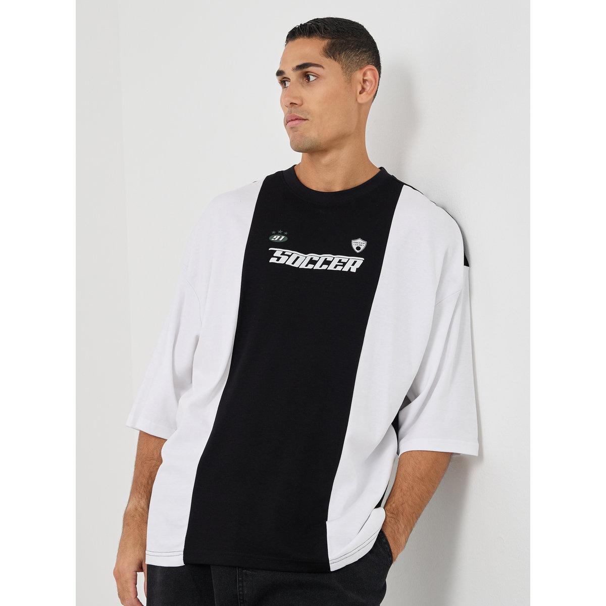 Styli Men Boxy Fit Cut and Sew Panel Printed T-Shirt-men-clothing-tshirtsandpolos-tshirts-image-1