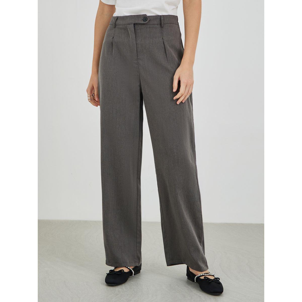Styli Solid Mid Rise Straight Leg Pants-women-clothing-bottoms-trousers-image-2