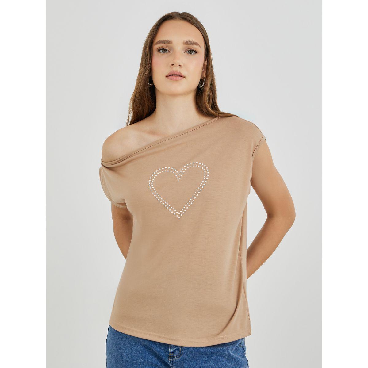 Styli Embellished One Shoulder Short Sleeve T-Shirt-women-clothing-tshirts-image-1