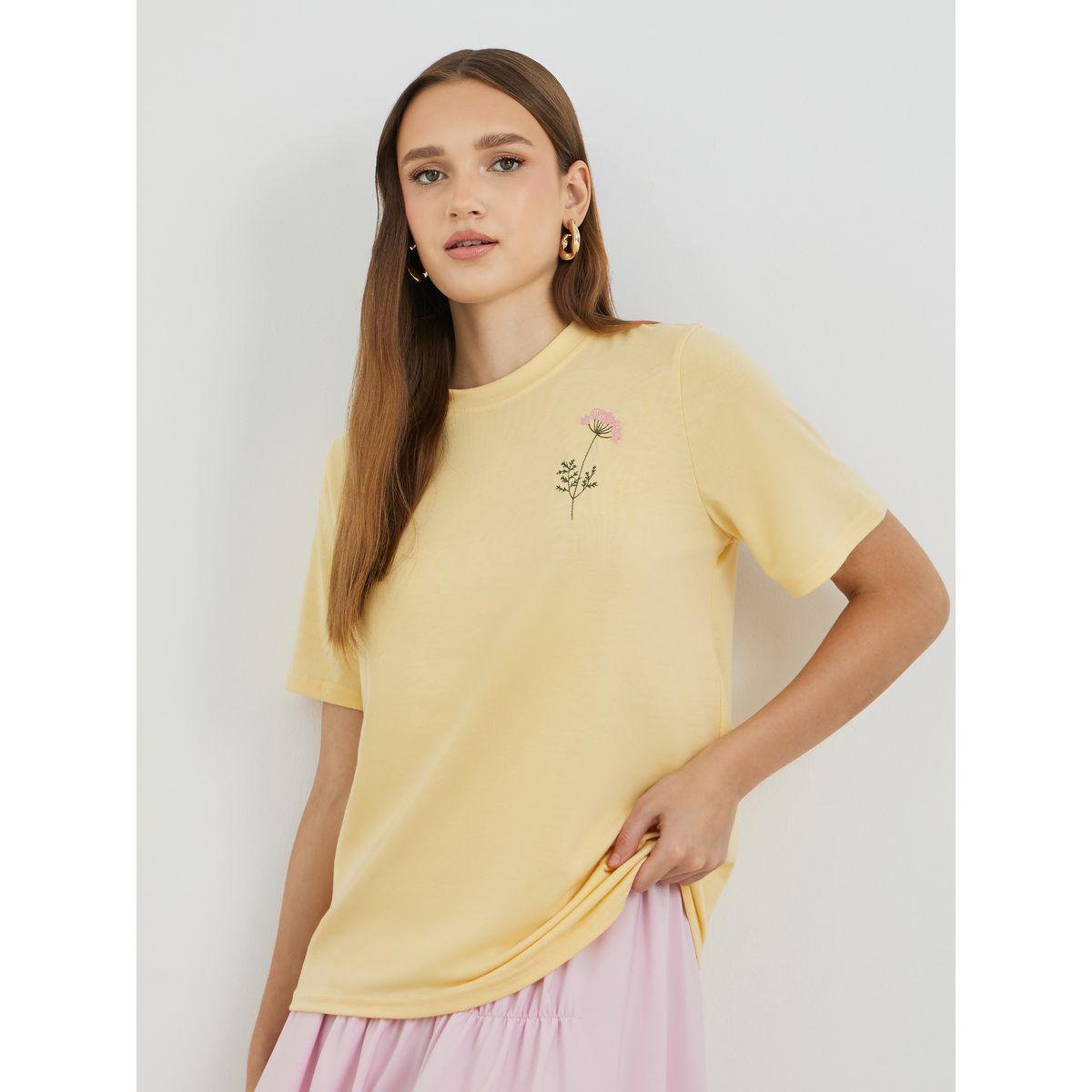 Styli Embroidered Round Neck T-Shirt-women-clothing-tshirts-image-1
