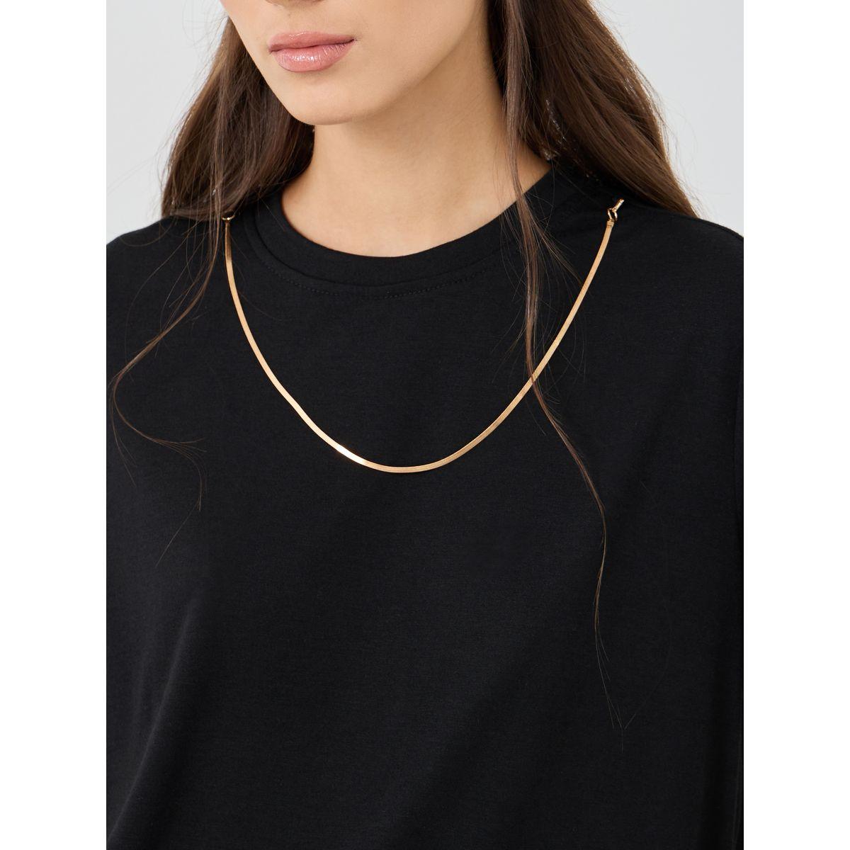 تيشيرت بياقة دائرية وأكمام قصيرة مع سلسلة-women-clothing-tshirts-image-4