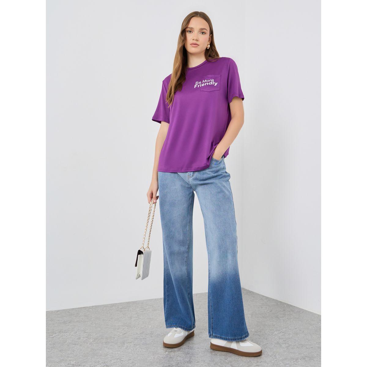 تيشيرت فضفاض بطبعة كتابة-women-clothing-tshirts-image-2