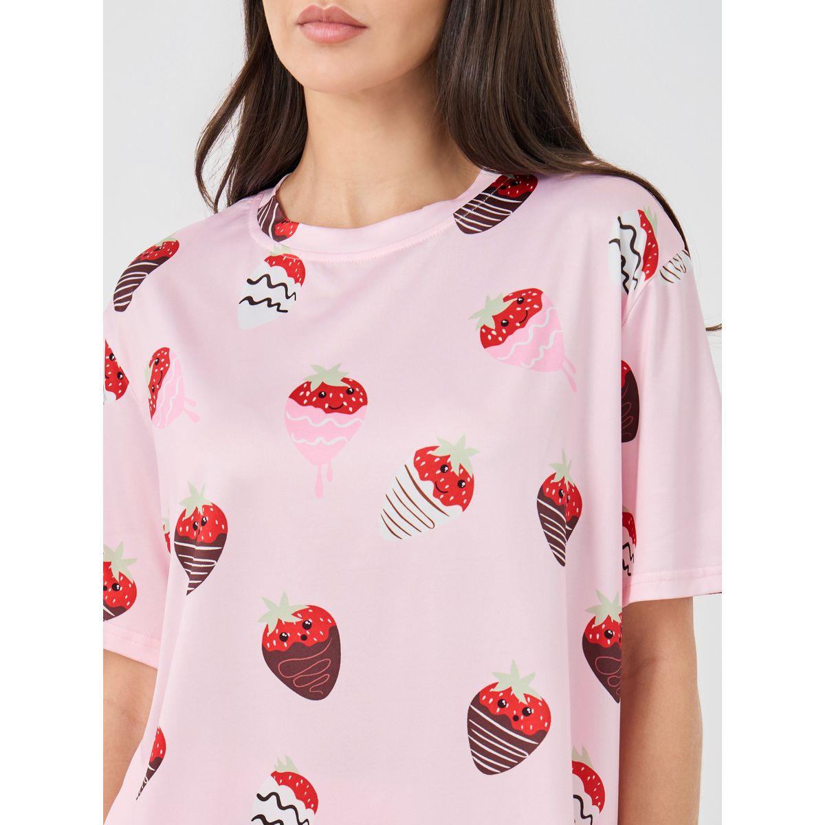 Styli Strawberry Printed T-Shirt and Pyjama Set-women-clothing-nightwear-pyjamas-longsets-image-3