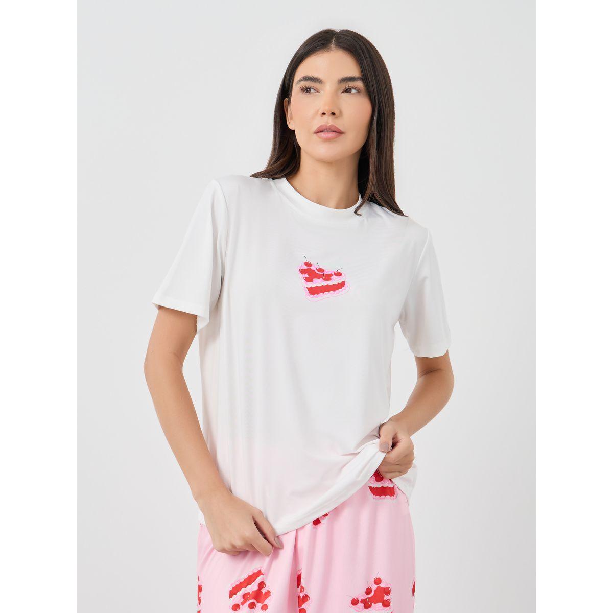 Styli Cake Printed Short Sleeve T-Shirt and Pyjama Set-women-clothing-nightwear-pyjamas-longsets-image-2