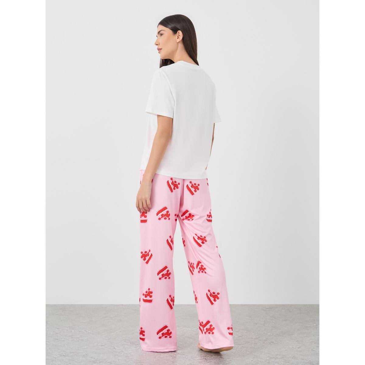 Styli Cake Printed Short Sleeve T-Shirt and Pyjama Set-women-clothing-nightwear-pyjamas-longsets-image-5