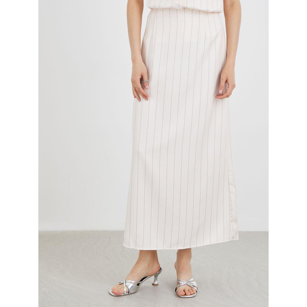 Styli Stripes Spread Collar Shirt with Maxi Skirt Co-Ords-women-clothing-coordsets-image-4