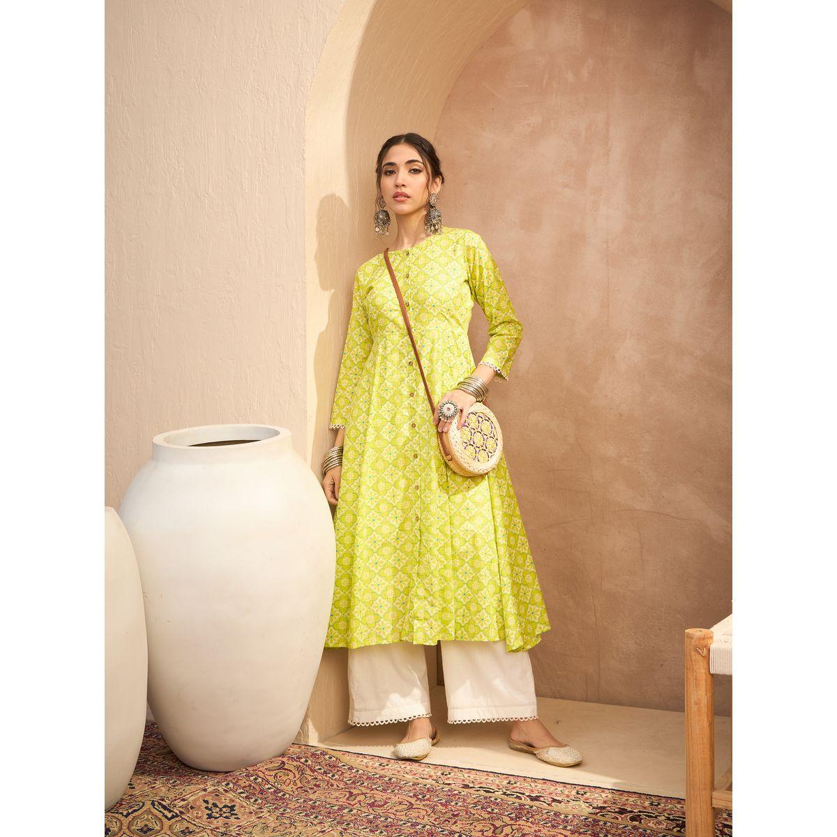Sassafras Green Floral Buttoned Pocket Kurta-women-clothing-ethnicwear-kurtas-image-8