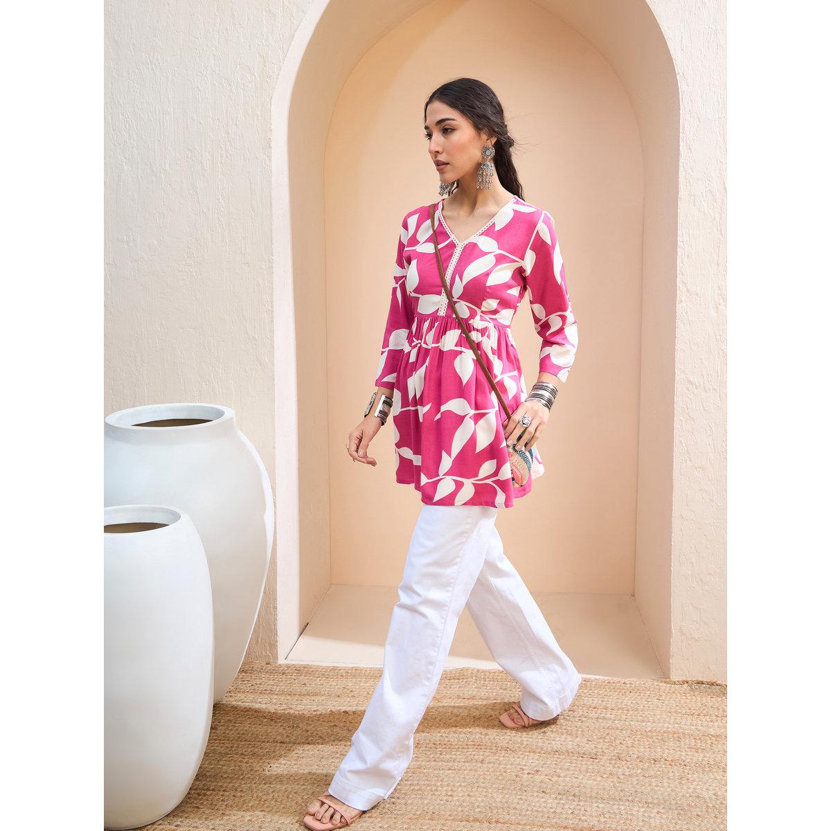 كورتي بطبعة زهور-women-clothing-ethnicwear-kurtas-image-2