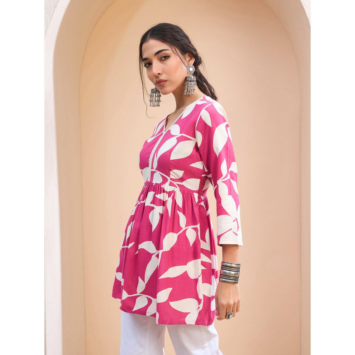 كورتي بطبعة زهور-women-clothing-ethnicwear-kurtas-image-3