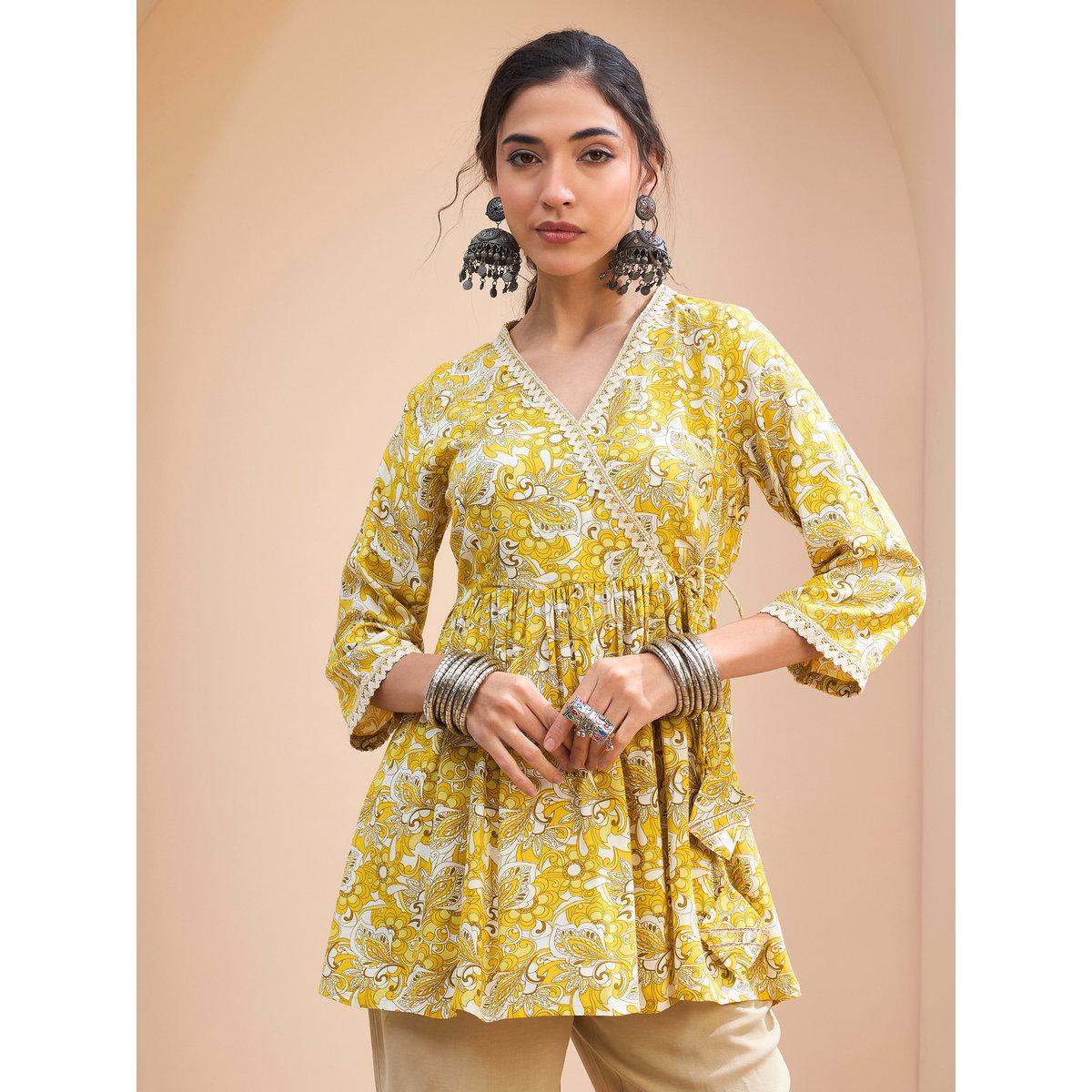 كورتي بطبعة زهور بنمط لف-women-clothing-ethnicwear-kurtas-image-1