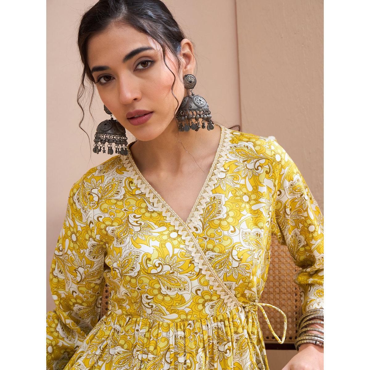 كورتي بطبعة زهور بنمط لف-women-clothing-ethnicwear-kurtas-image-4