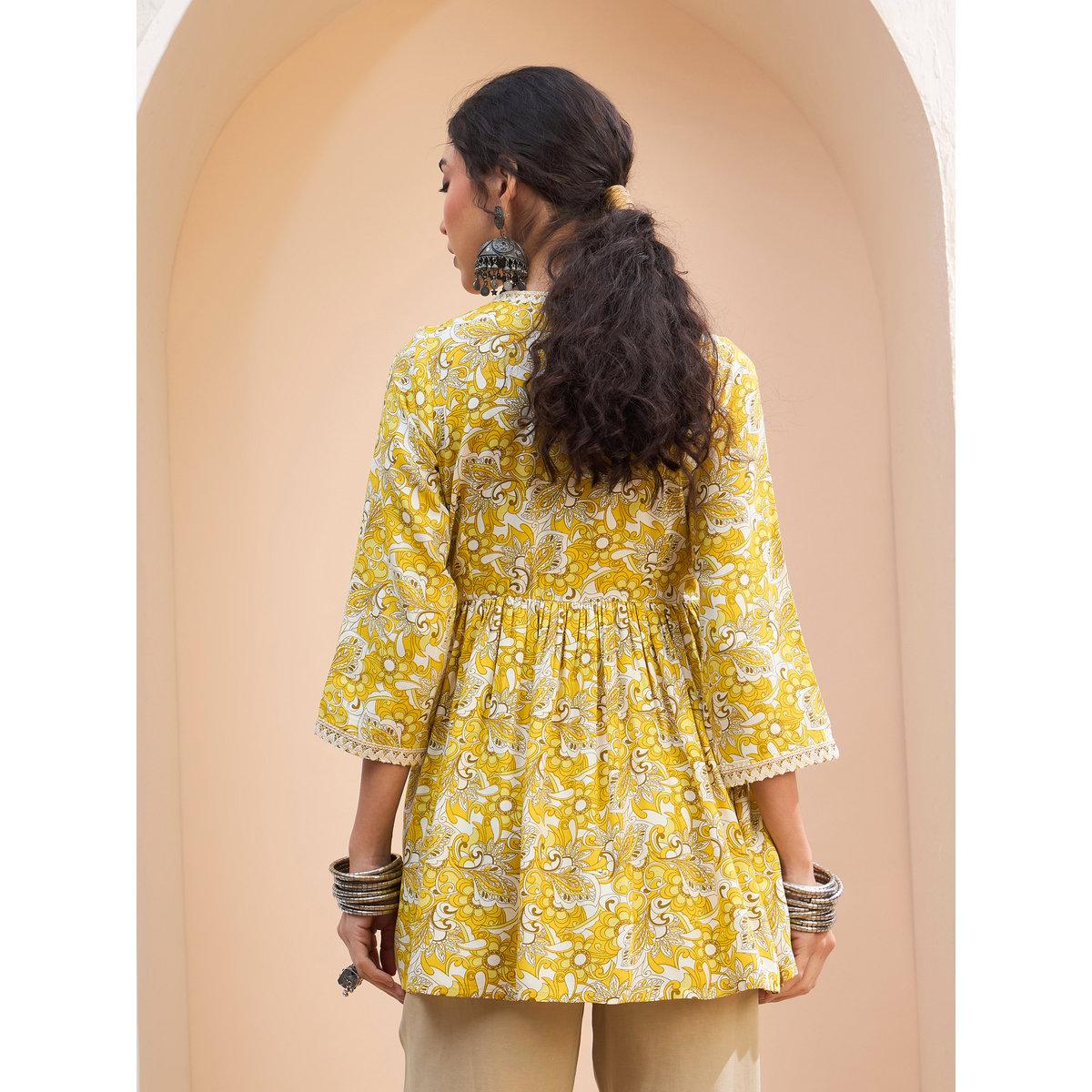 كورتي بطبعة زهور بنمط لف-women-clothing-ethnicwear-kurtas-image-5