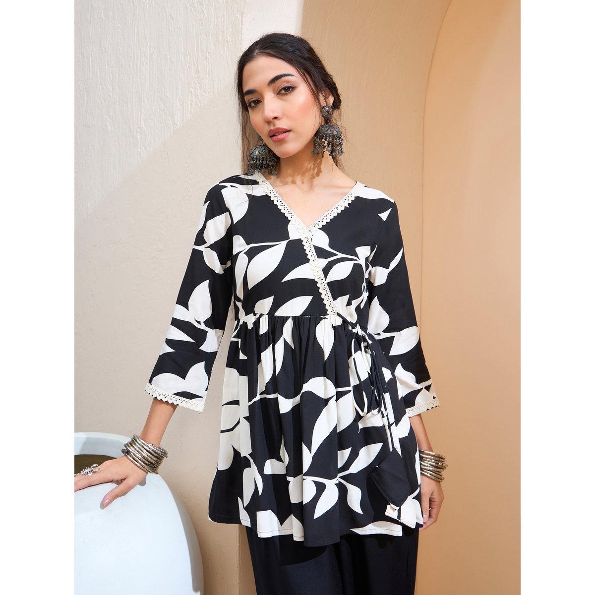 كورتي بطبعة زهور بنمط لف-women-clothing-ethnicwear-kurtas-image-1