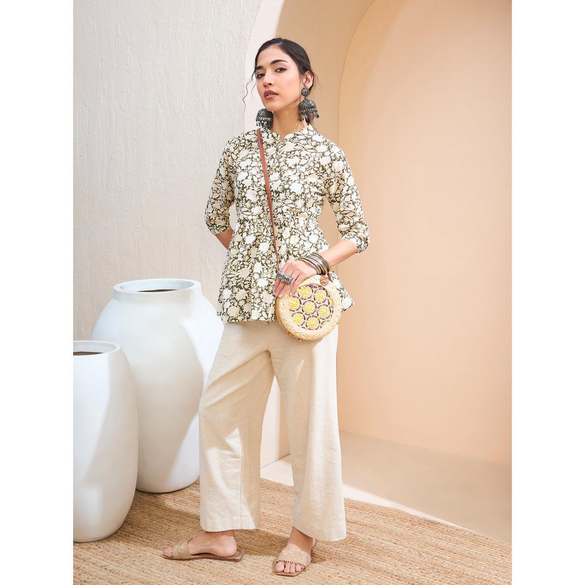 كورتي بطبعة زهور وتفاصيل أزرار-women-clothing-ethnicwear-kurtas-image-2