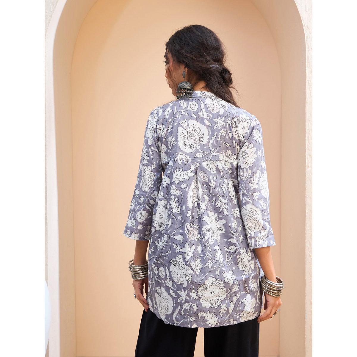 كورتي بطبعة زهور وتفاصيل ربطة-women-clothing-ethnicwear-kurtas-image-5