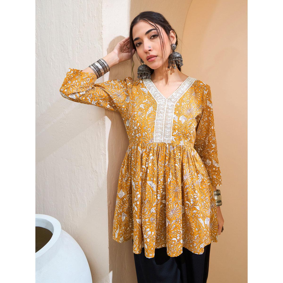 كورتي بطبعة زهور-women-clothing-ethnicwear-kurtas-image-1