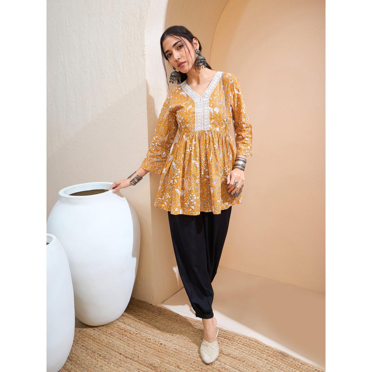 كورتي بطبعة زهور-women-clothing-ethnicwear-kurtas-image-2