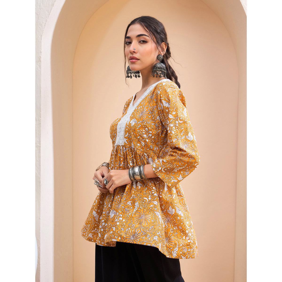 كورتي بطبعة زهور-women-clothing-ethnicwear-kurtas-image-3