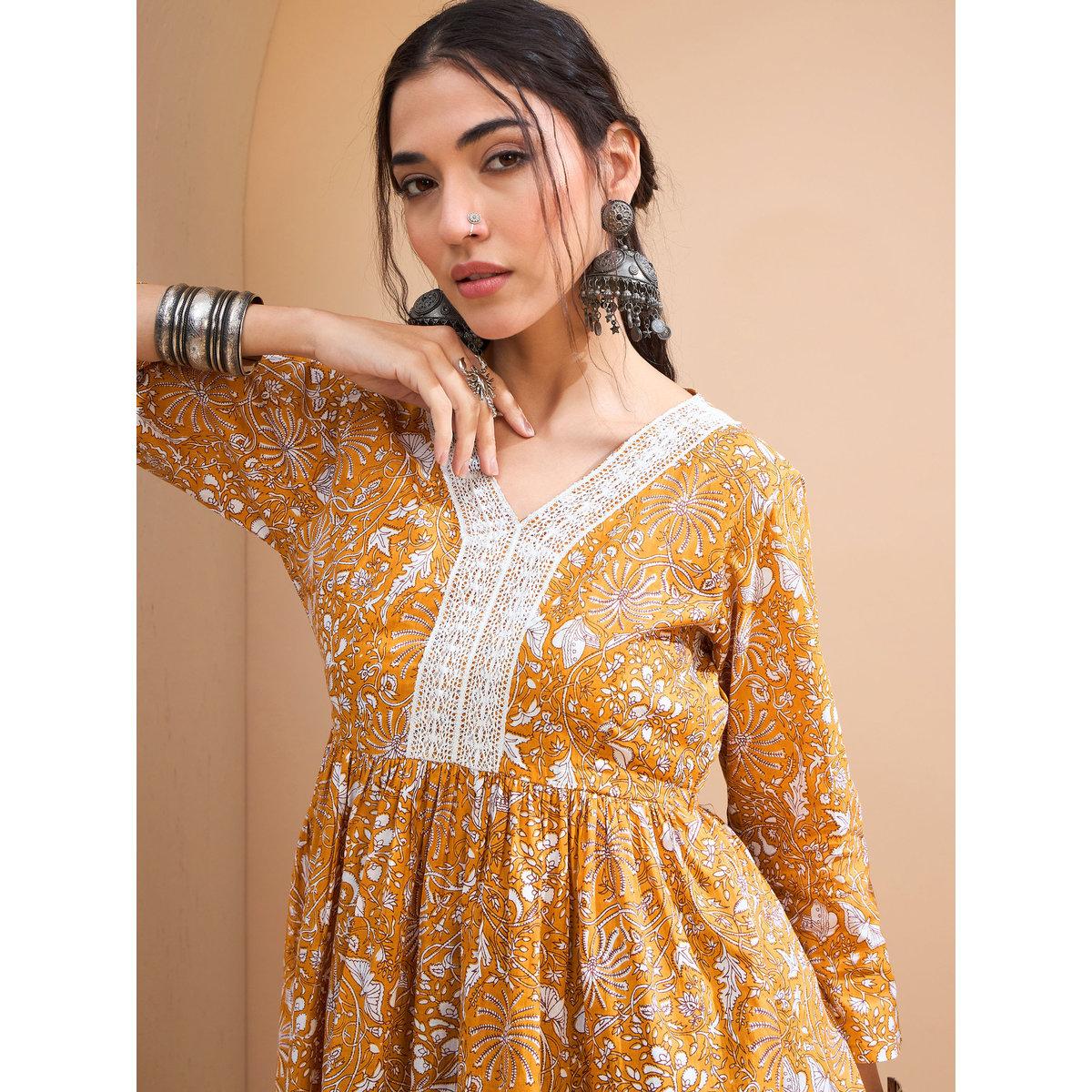 كورتي بطبعة زهور-women-clothing-ethnicwear-kurtas-image-4
