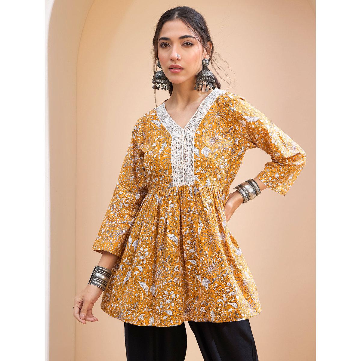 كورتي بطبعة زهور-women-clothing-ethnicwear-kurtas-image-6