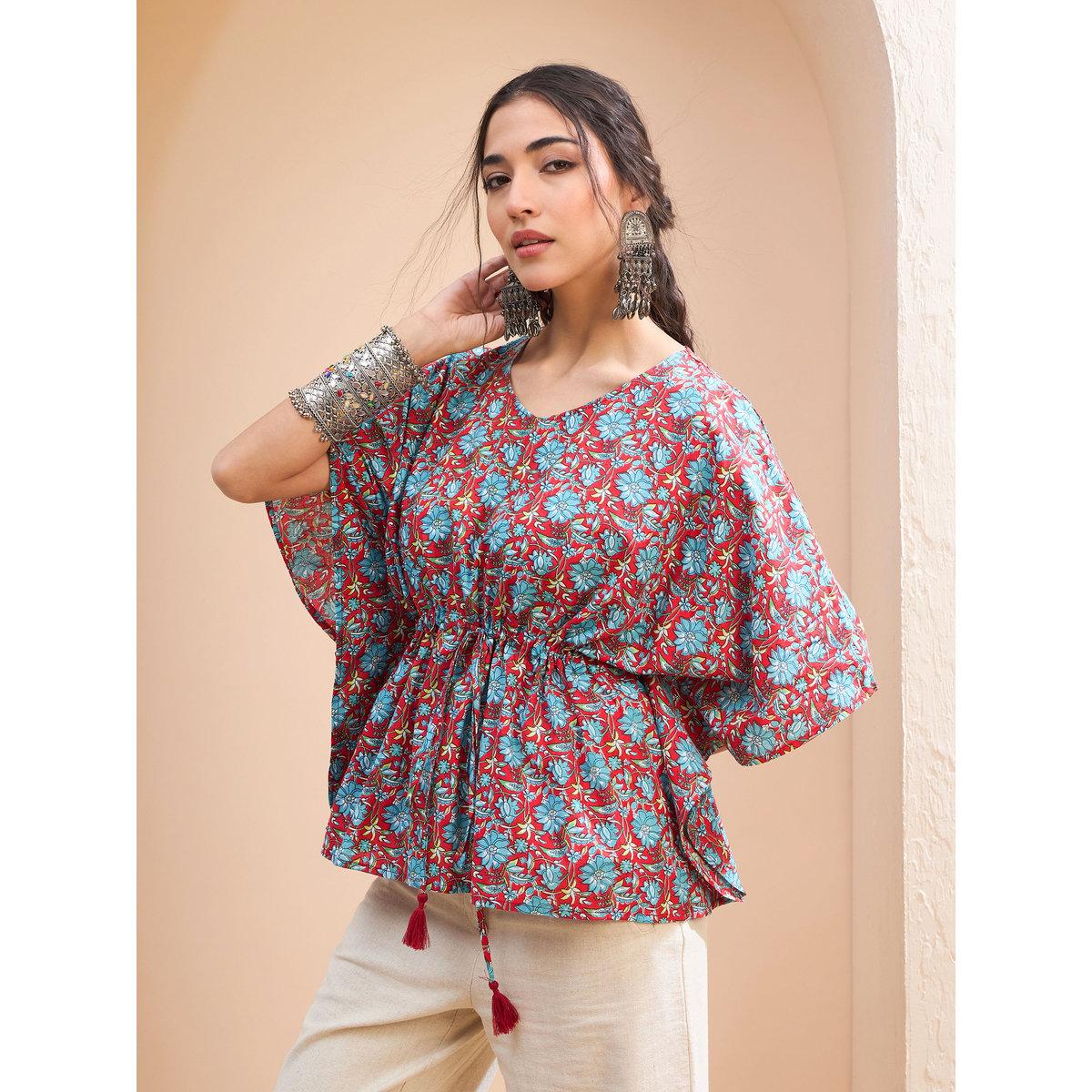 كورتي قفطان بطبعة زهور-women-clothing-ethnicwear-kurtas-image-3