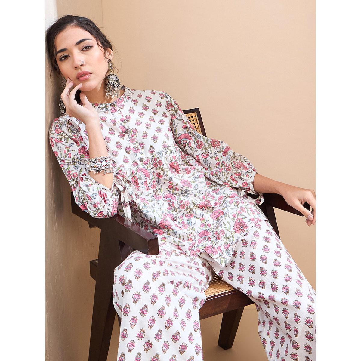 كورتي بطبعة زهور-women-clothing-ethnicwear-kurtas-image-1