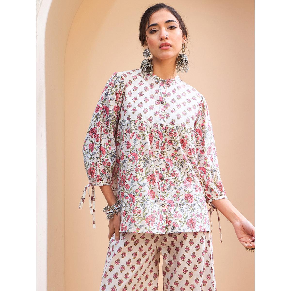 كورتي بطبعة زهور-women-clothing-ethnicwear-kurtas-image-4