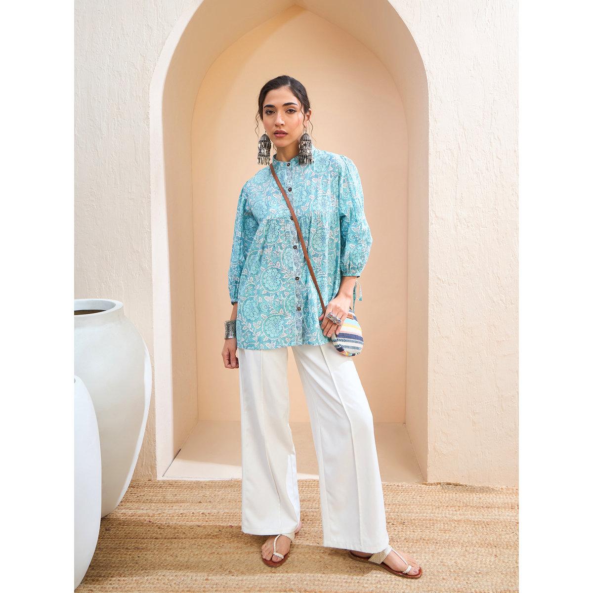 كورتي بطبعة زهور وتفاصيل أزرار-women-clothing-ethnicwear-kurtas-image-2