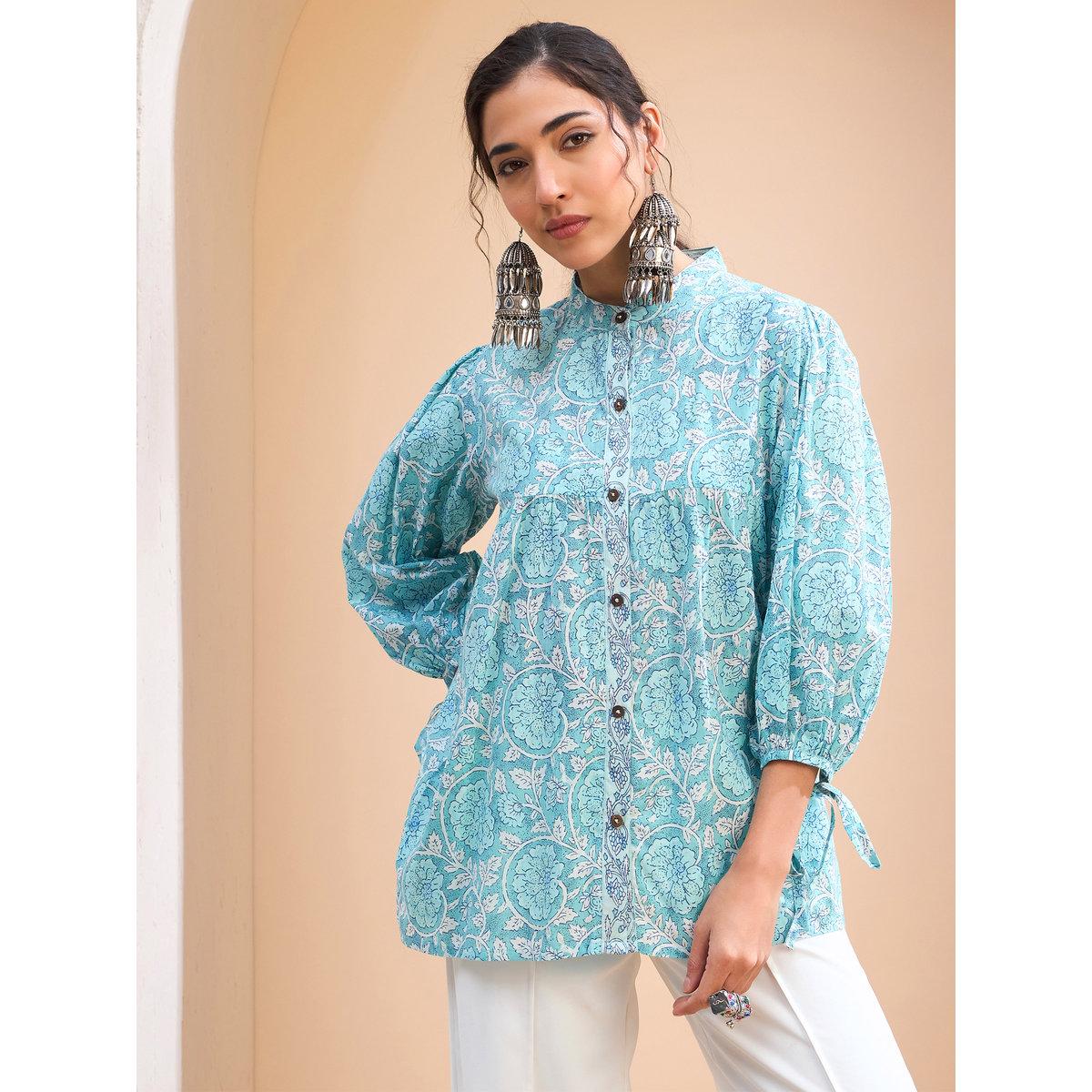 كورتي بطبعة زهور وتفاصيل أزرار-women-clothing-ethnicwear-kurtas-image-6