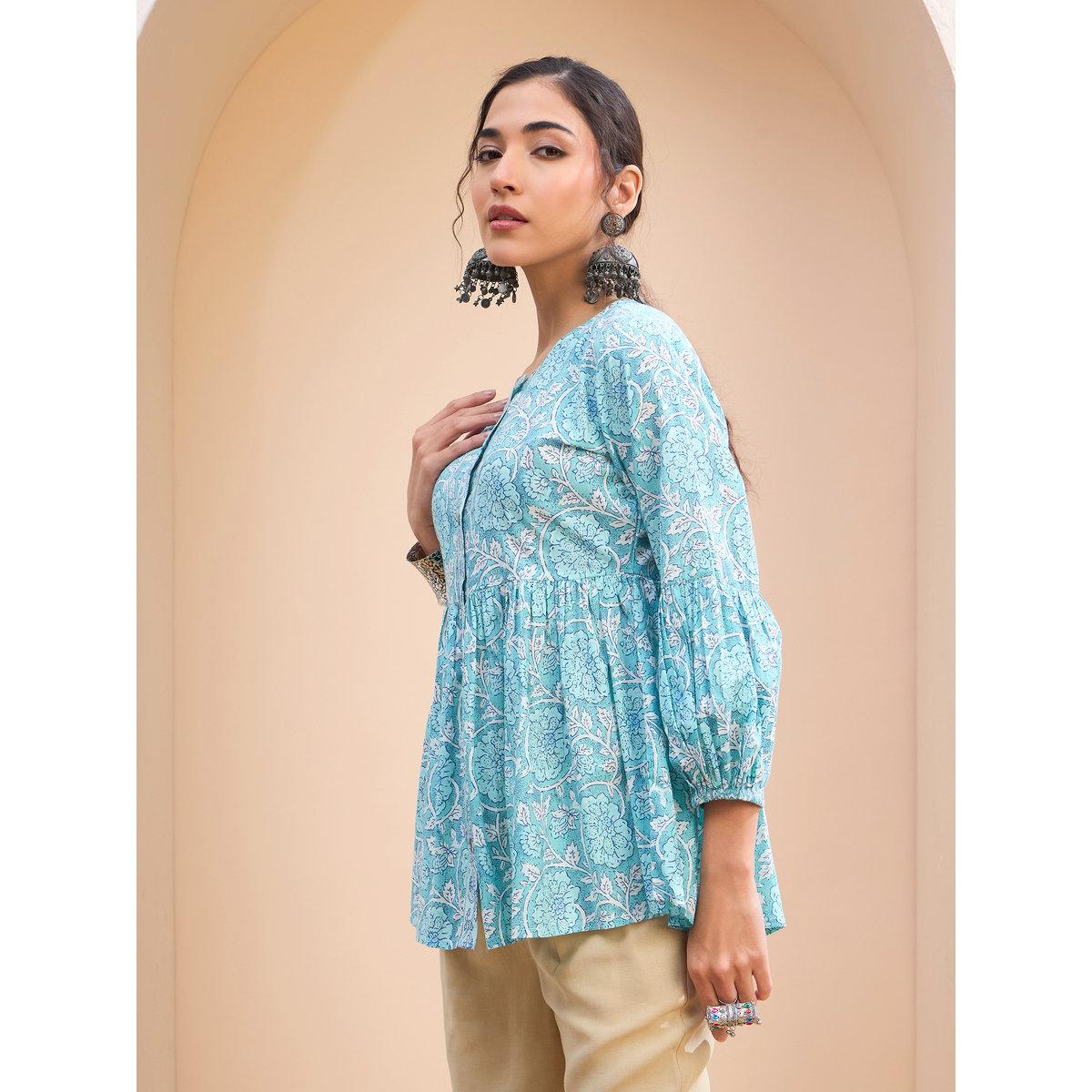 كورتي بطبعة زهور وتفاصيل أزرار-women-clothing-ethnicwear-kurtas-image-3