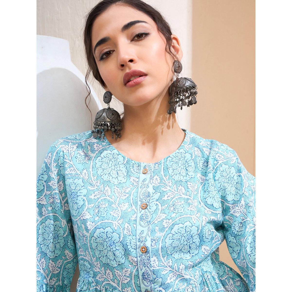 كورتي بطبعة زهور وتفاصيل أزرار-women-clothing-ethnicwear-kurtas-image-4