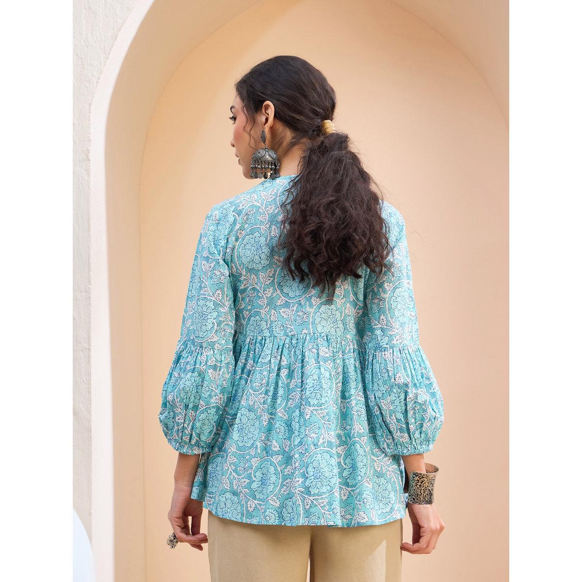 كورتي بطبعة زهور وتفاصيل أزرار-women-clothing-ethnicwear-kurtas-image-5