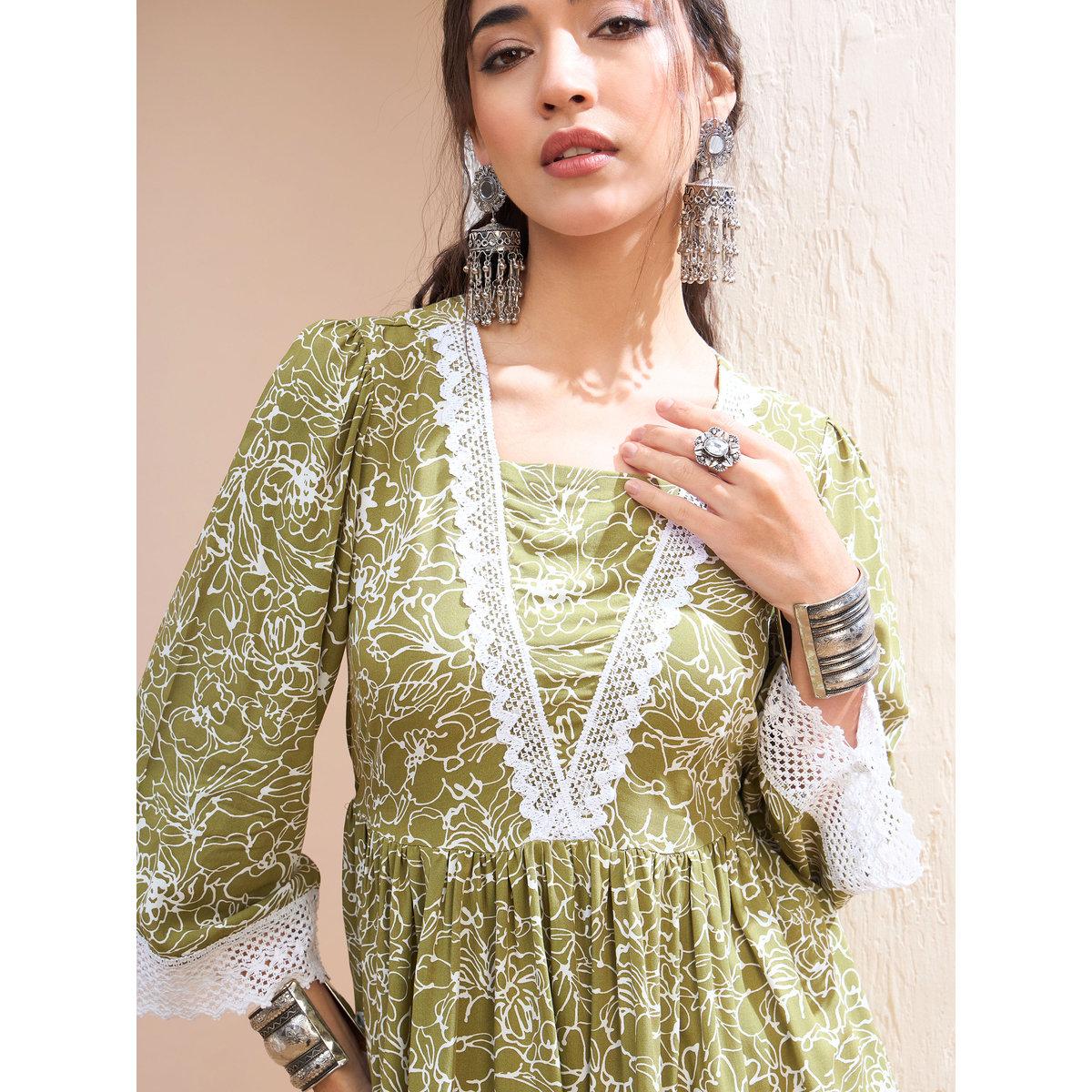 كورتي بطبعة زهور-women-clothing-ethnicwear-kurtas-image-4