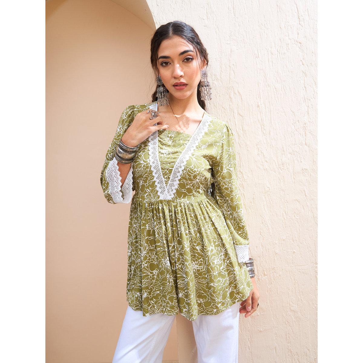 كورتي بطبعة زهور-women-clothing-ethnicwear-kurtas-image-7
