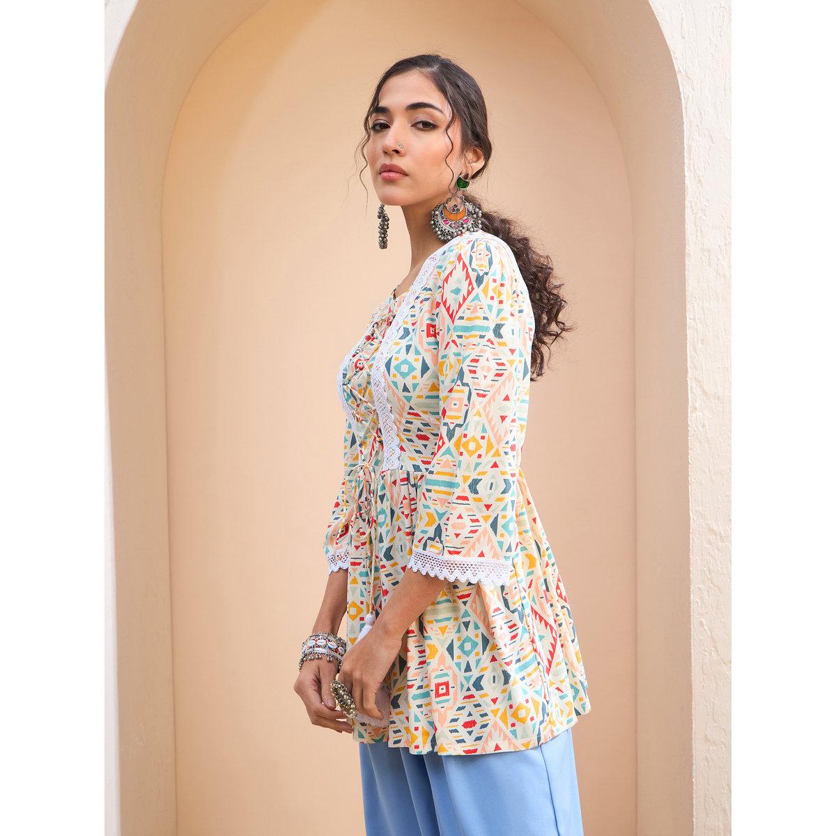 كورتي مُطبعة بالكامل-women-clothing-ethnicwear-kurtas-image-3