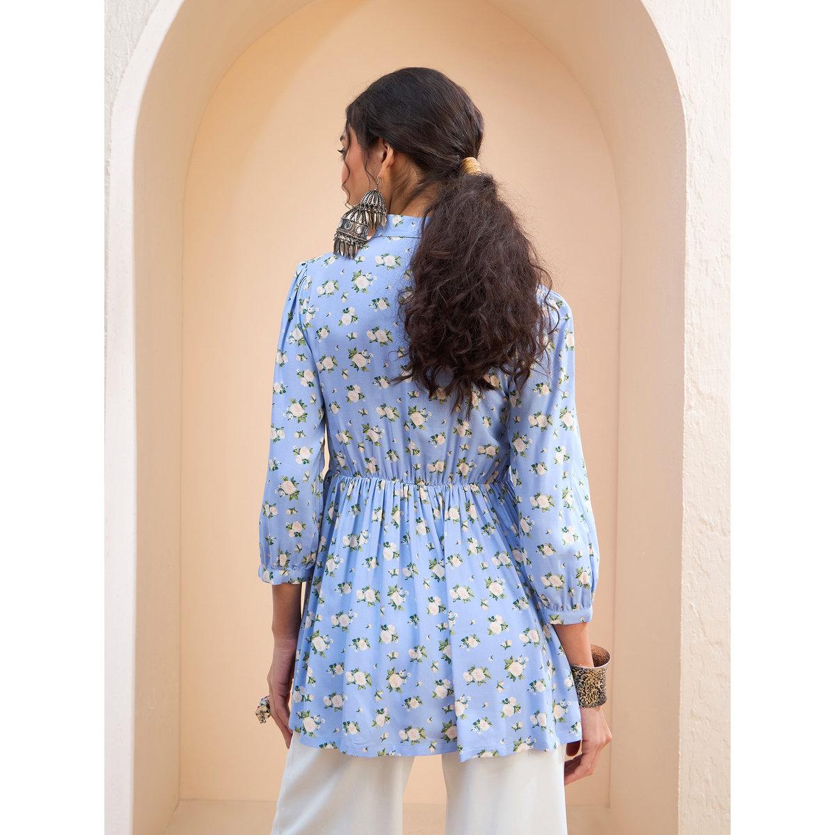 كورتي بطبعة زهور وتفاصيل دانتيل-women-clothing-ethnicwear-kurtas-image-5