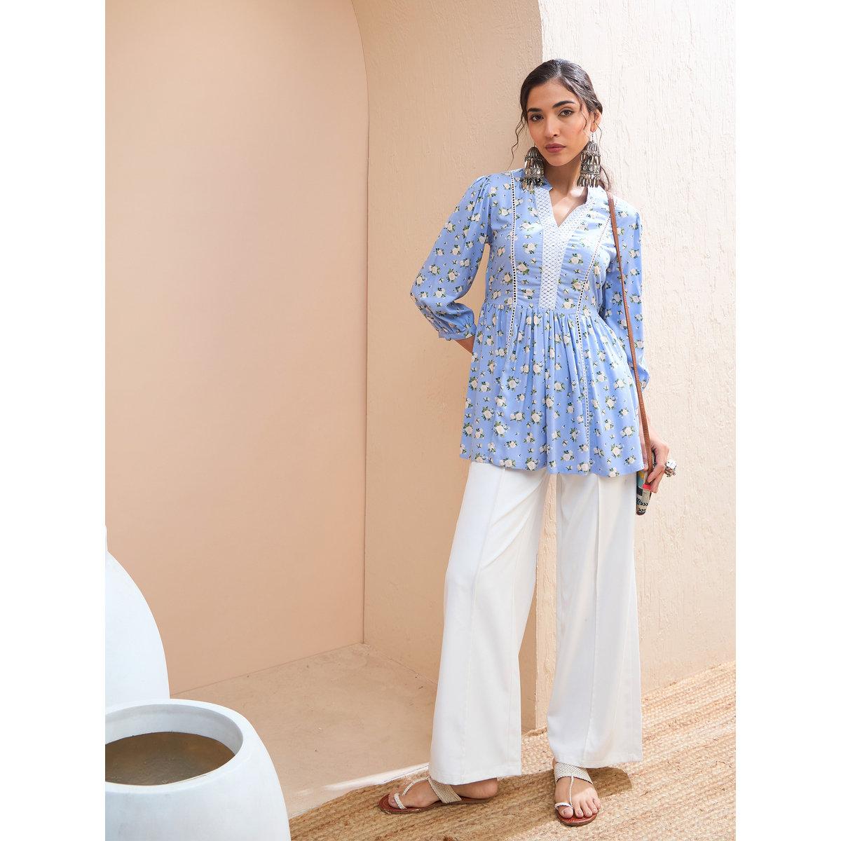 كورتي بطبعة زهور وتفاصيل دانتيل-women-clothing-ethnicwear-kurtas-image-7