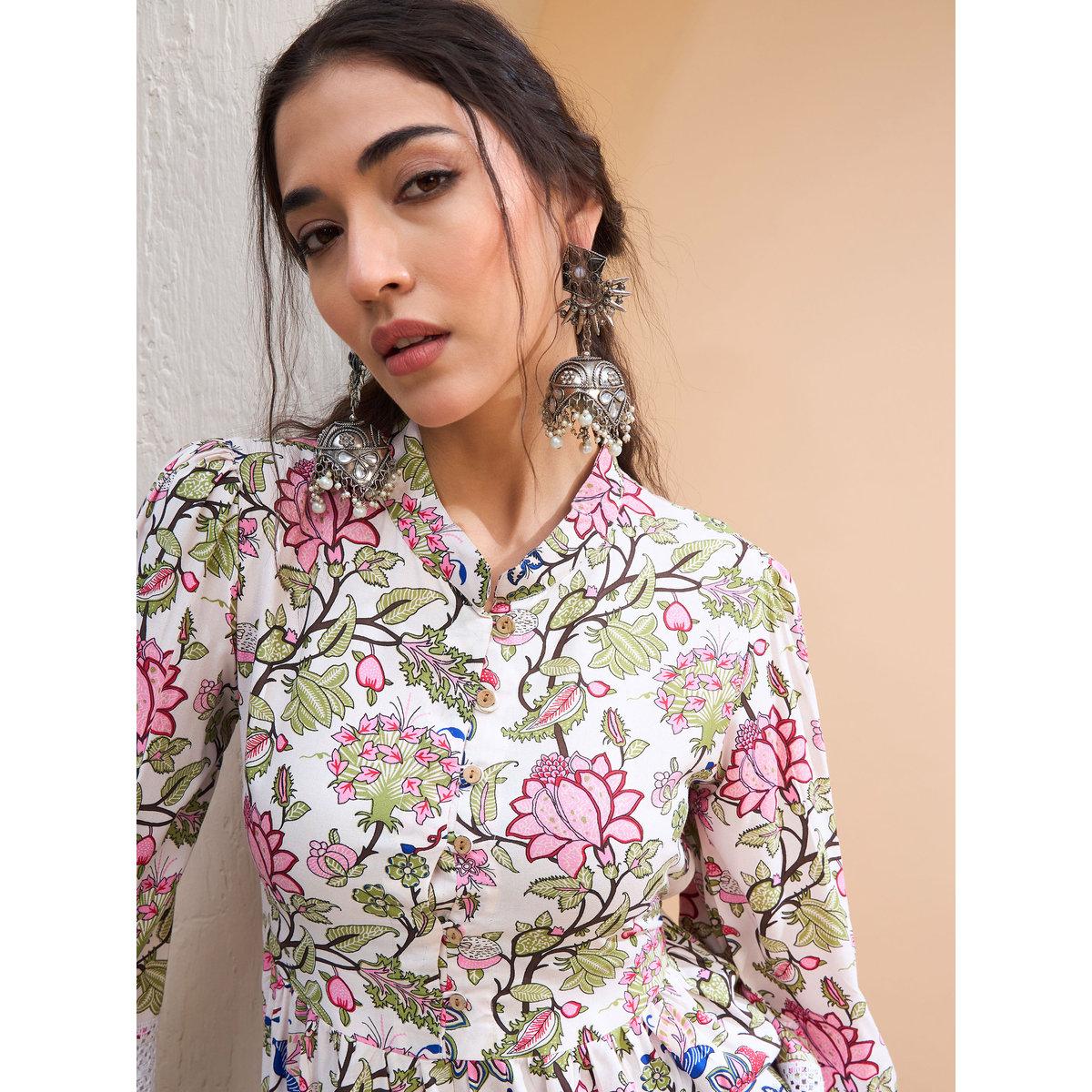 كورتي بطبعة زهور وتفاصيل أزرار-women-clothing-ethnicwear-kurtas-image-4