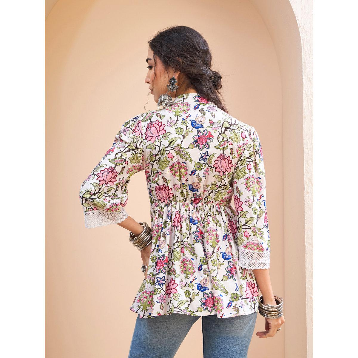 كورتي بطبعة زهور وتفاصيل أزرار-women-clothing-ethnicwear-kurtas-image-5