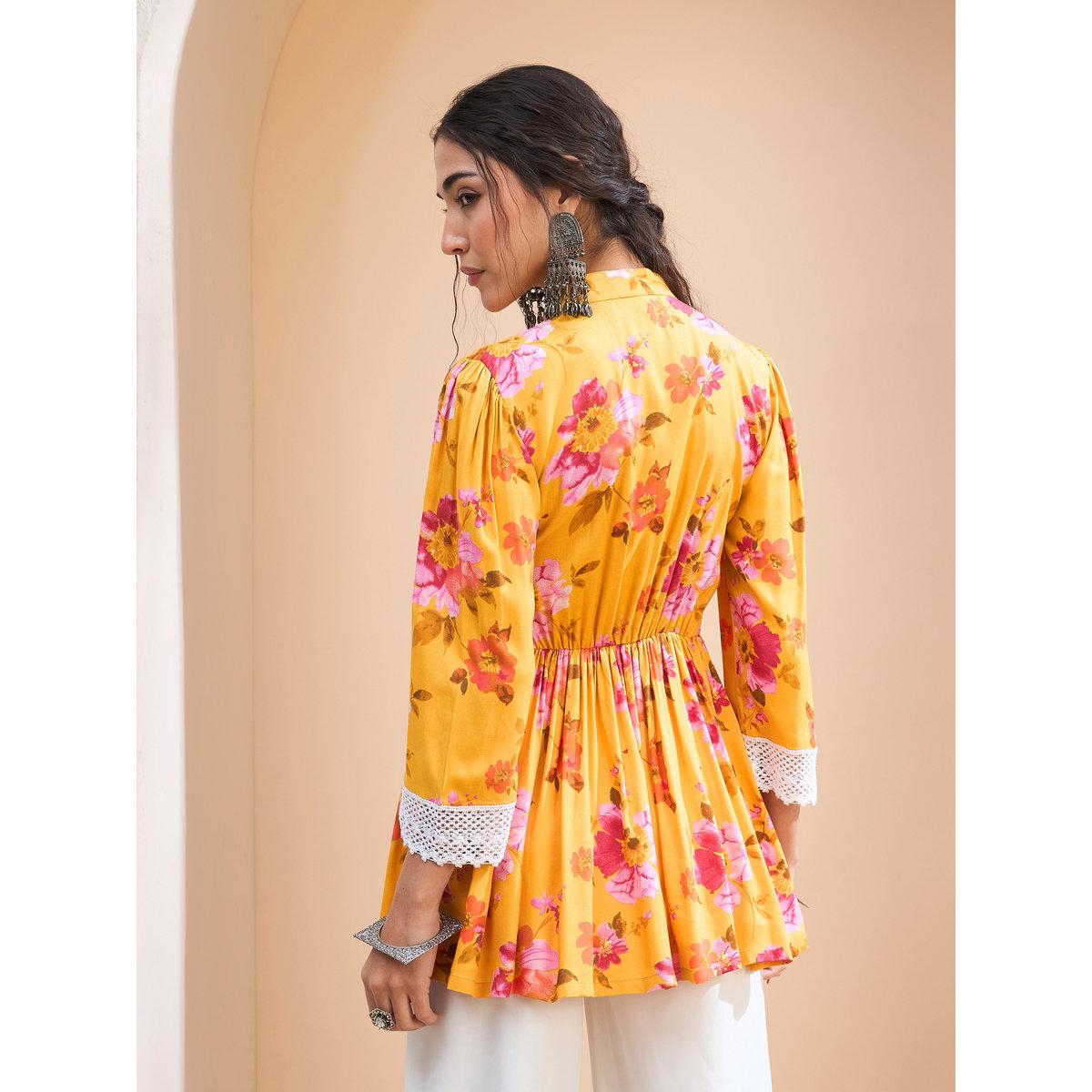 كورتي بطبعة زهور وتفاصيل أزرار-women-clothing-ethnicwear-kurtas-image-5