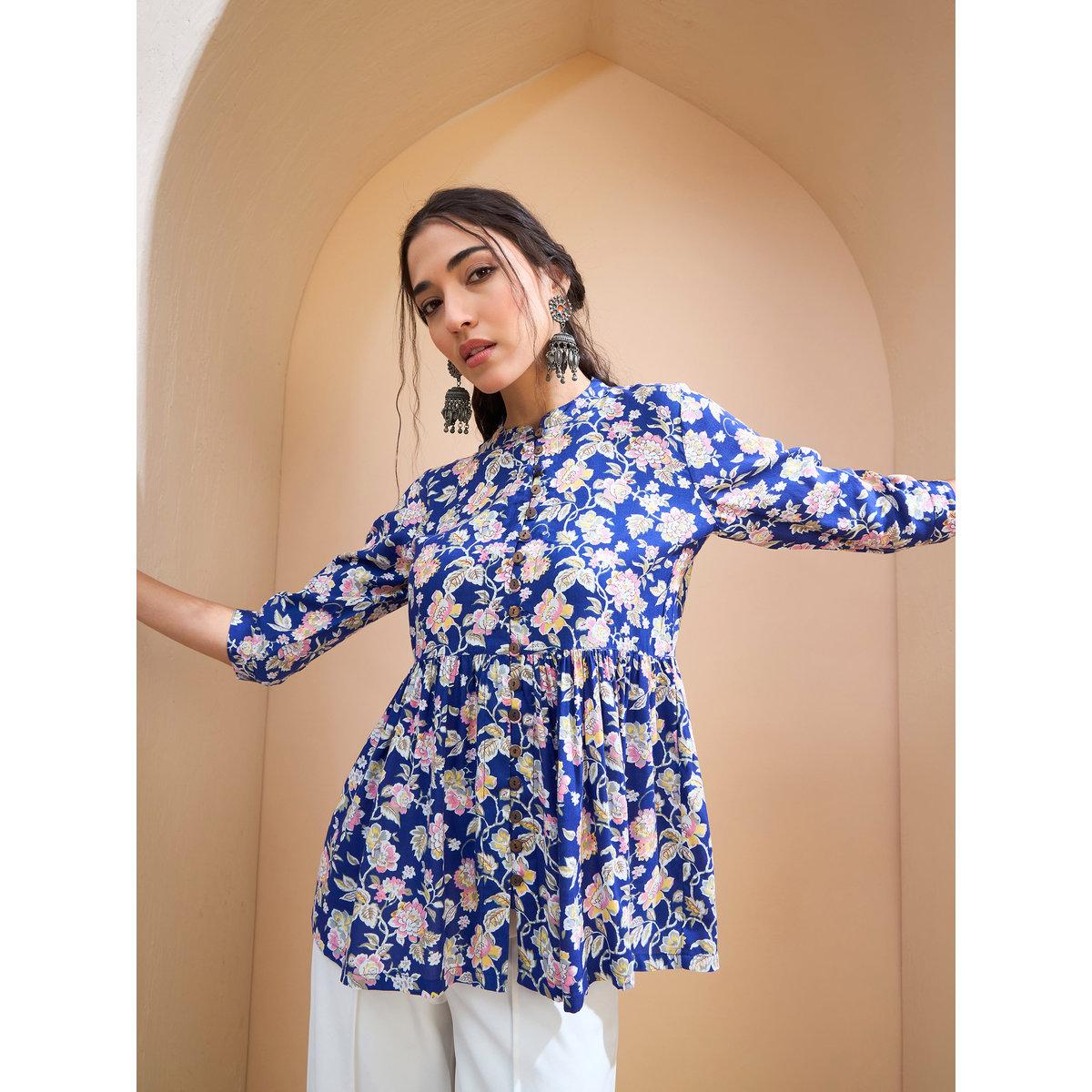 كورتي بطبعة زهور وتفاصيل أزرار-women-clothing-ethnicwear-kurtas-image-1