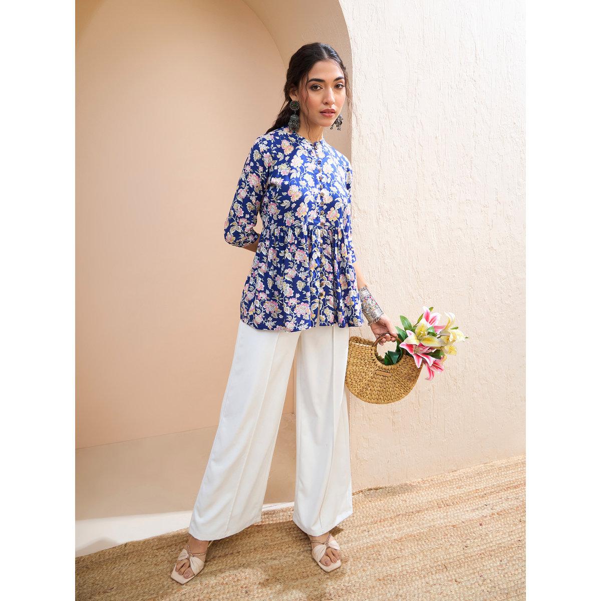 كورتي بطبعة زهور وتفاصيل أزرار-women-clothing-ethnicwear-kurtas-image-2